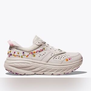 HOKA VIBRANT BLOOM Bondi L FLOWER EMBROIDERED LEATHER SNEAKERS